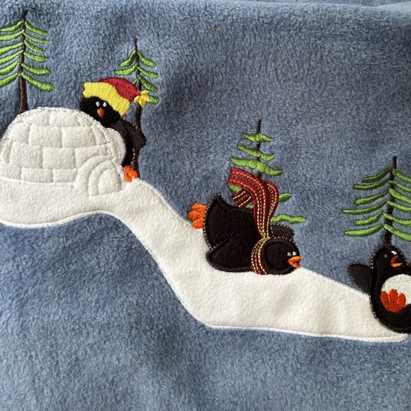 Croft & Barrow Sports Fleece Button Jacket Blue Size 1X Embroidery Penguins - Picture 4 of 6